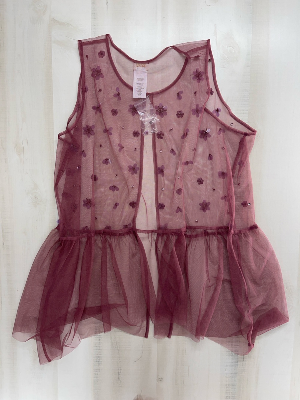 nwot LOGO LAVISH Lori Goldstein pink mesh sequin embellished vest event - Picture 6 of 7